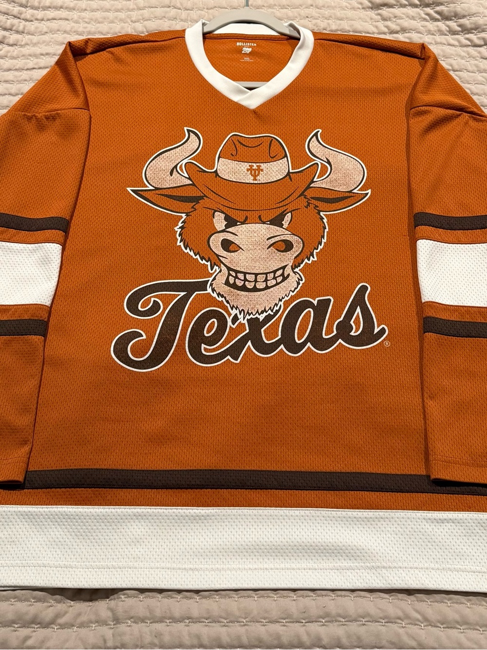Hollister Burnt Orange V-Neck Texas Graphic Sweater
